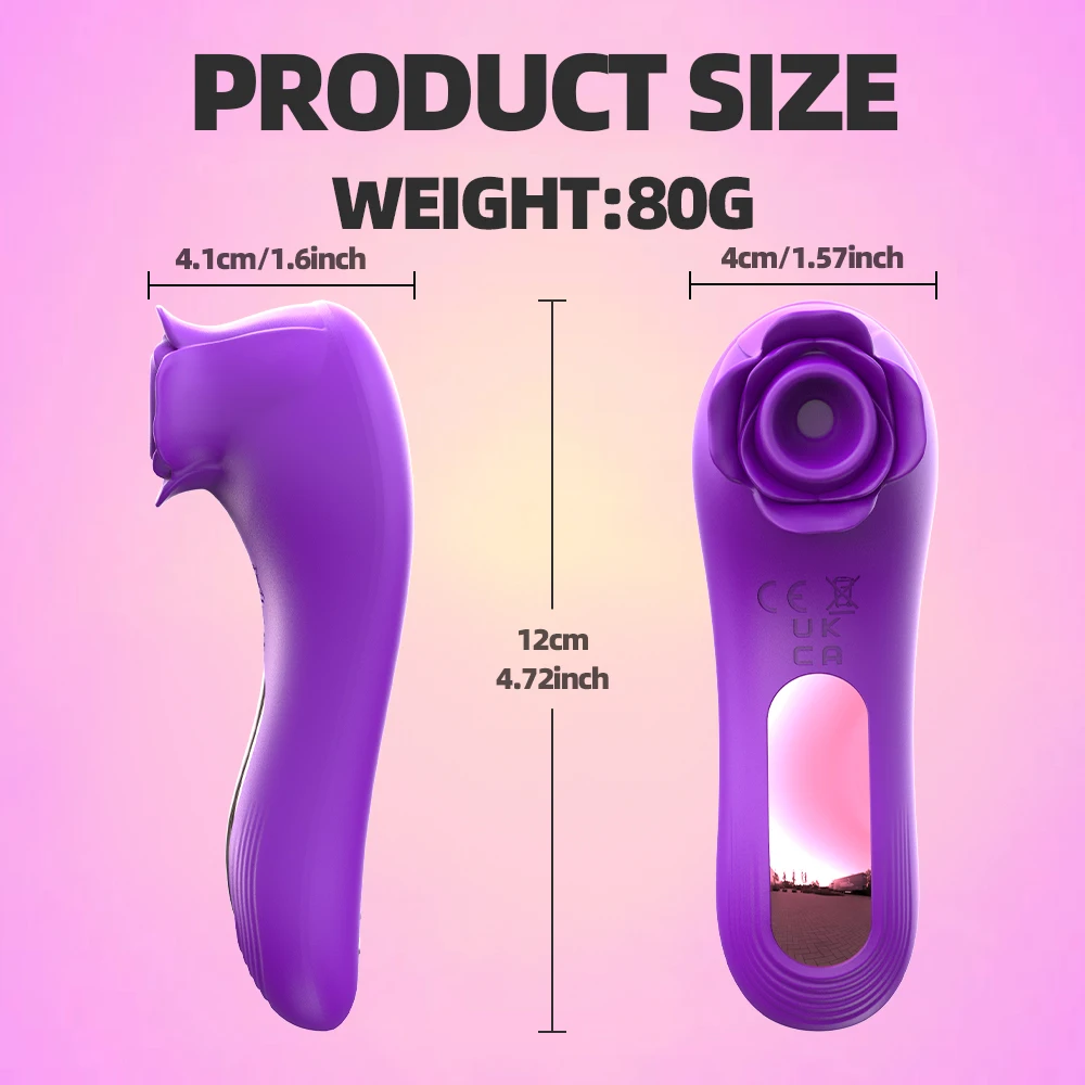 Rose-Sucking Tongue Licking Vibrator for Women Clitoris Stimulator Oral Nipple Vacuum Clit Sucker Female Sex Toys for Adults