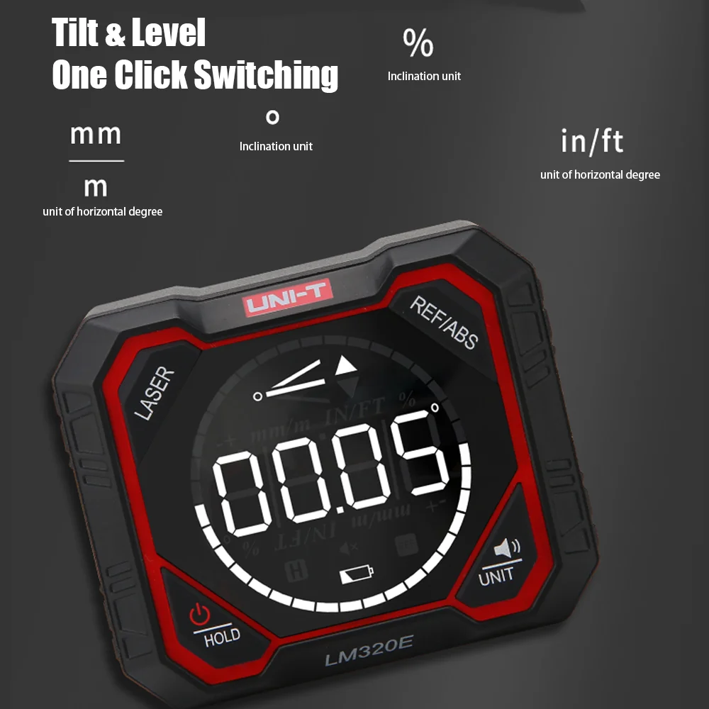 UNI-T LM320A LM320F Inclinometro digitale Misuratore di angolo elettronico 4*90 °   Tester angolare per strumento di livellamento laser magnetico 3 goniometro