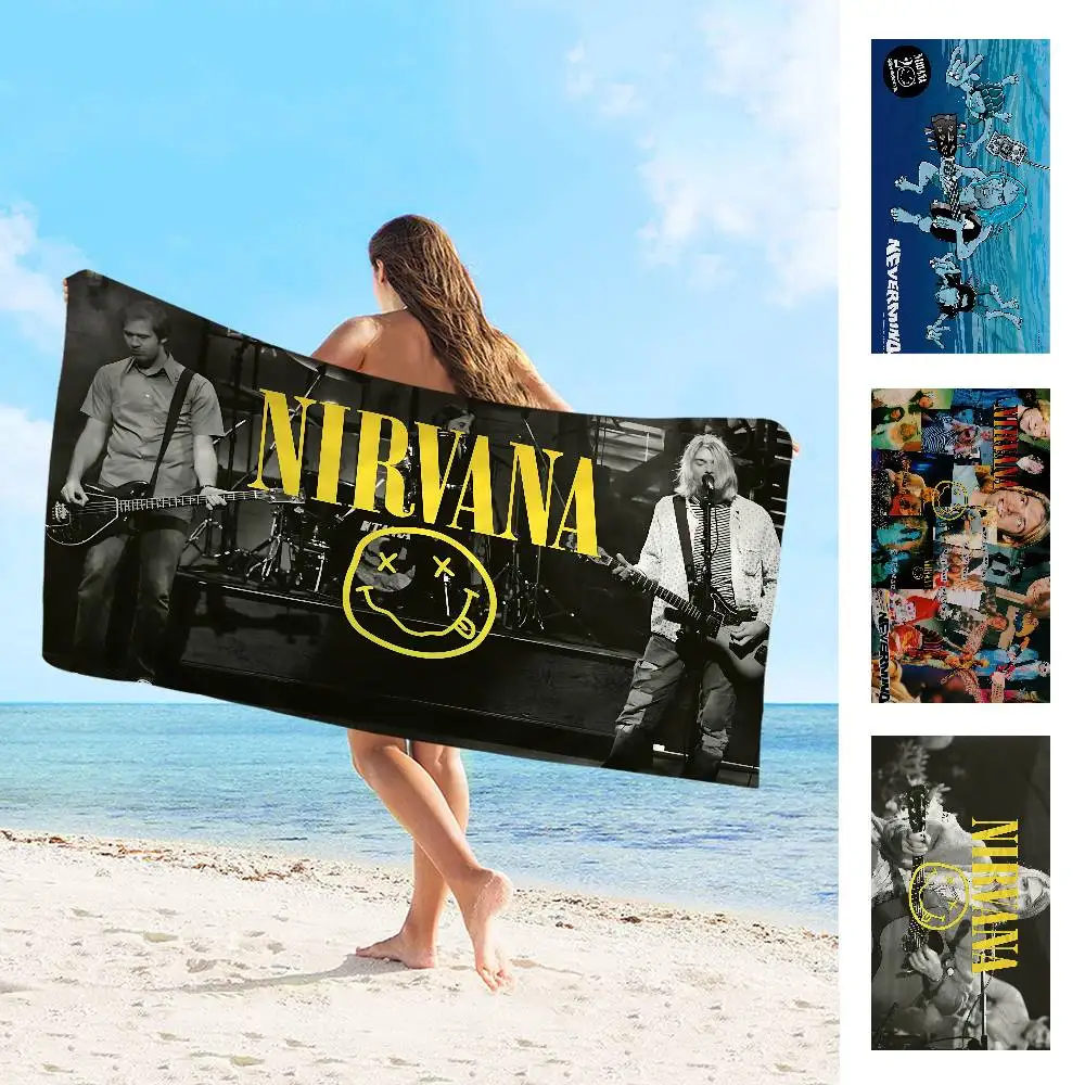 Grunge Band N-Nirvana Anime Beach Swimming Towel Soft Absorbent Washcloth Children's Gifts for Kids Travel Camping Gym