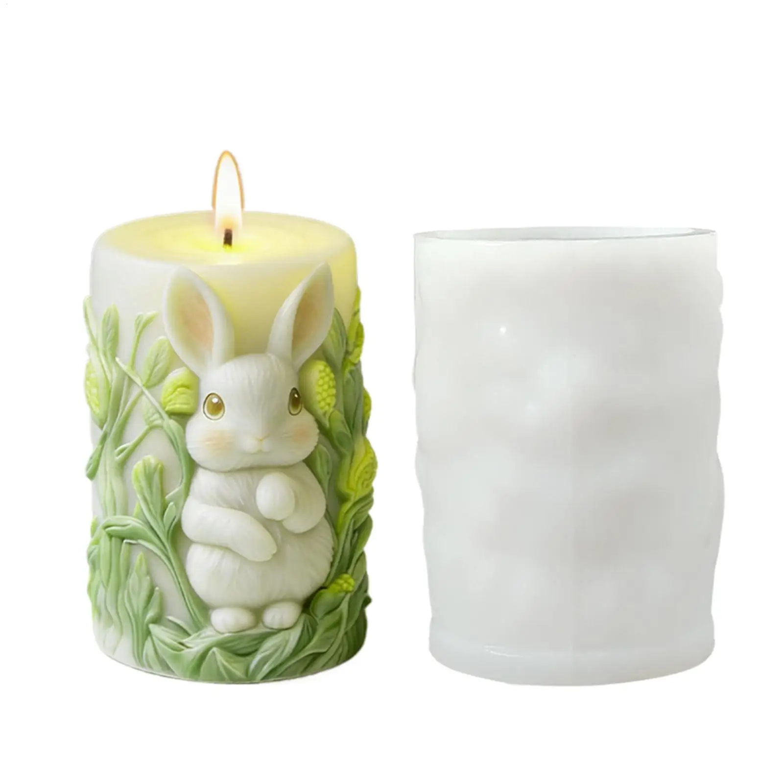 Osterhase Kerzenform Osterhase Relief Silikon Bastelform Zylinder Feiertagsform für Seife Ton Zement Gips Harz