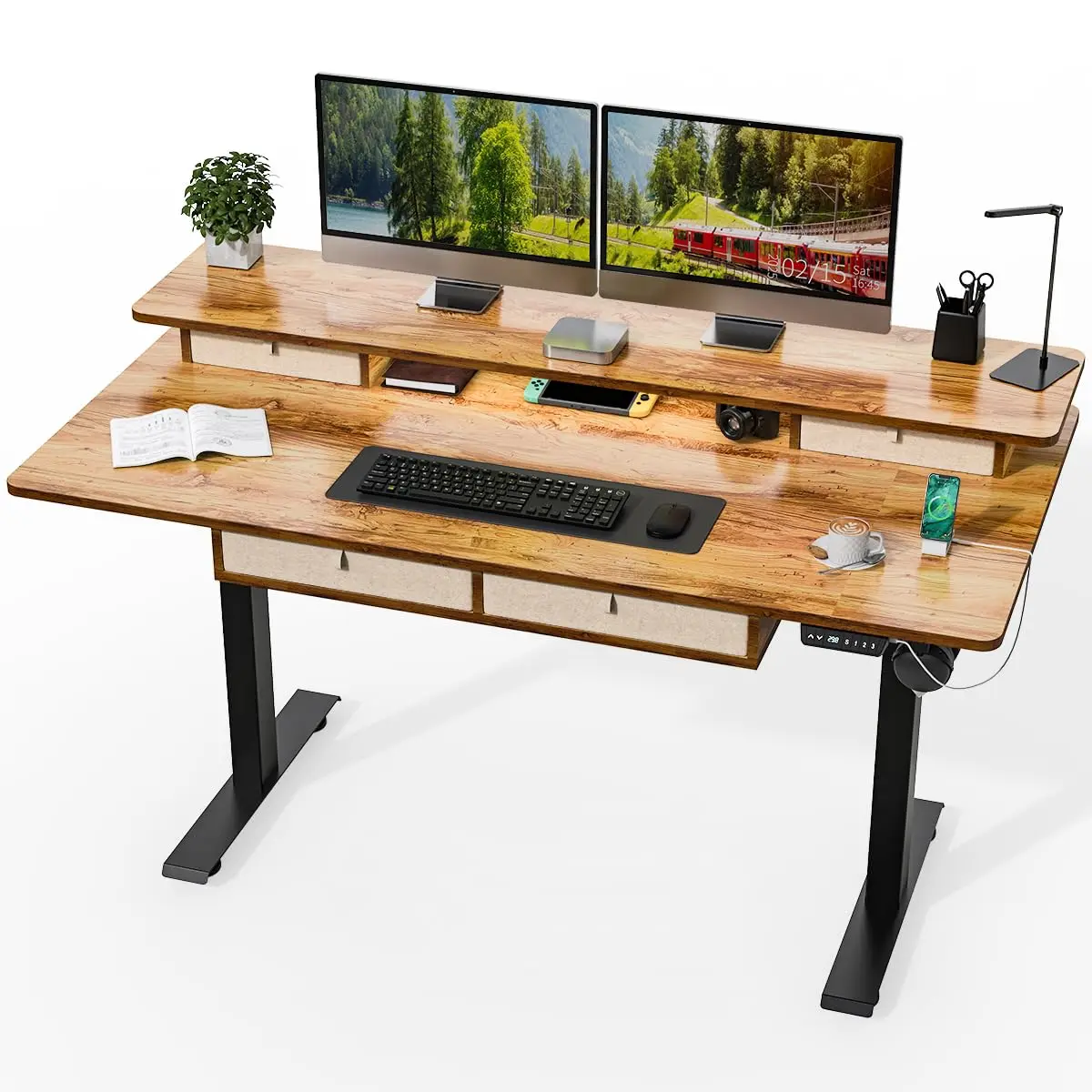 Electric Standing Desk with 4 Drawers, Height Adjustable 63