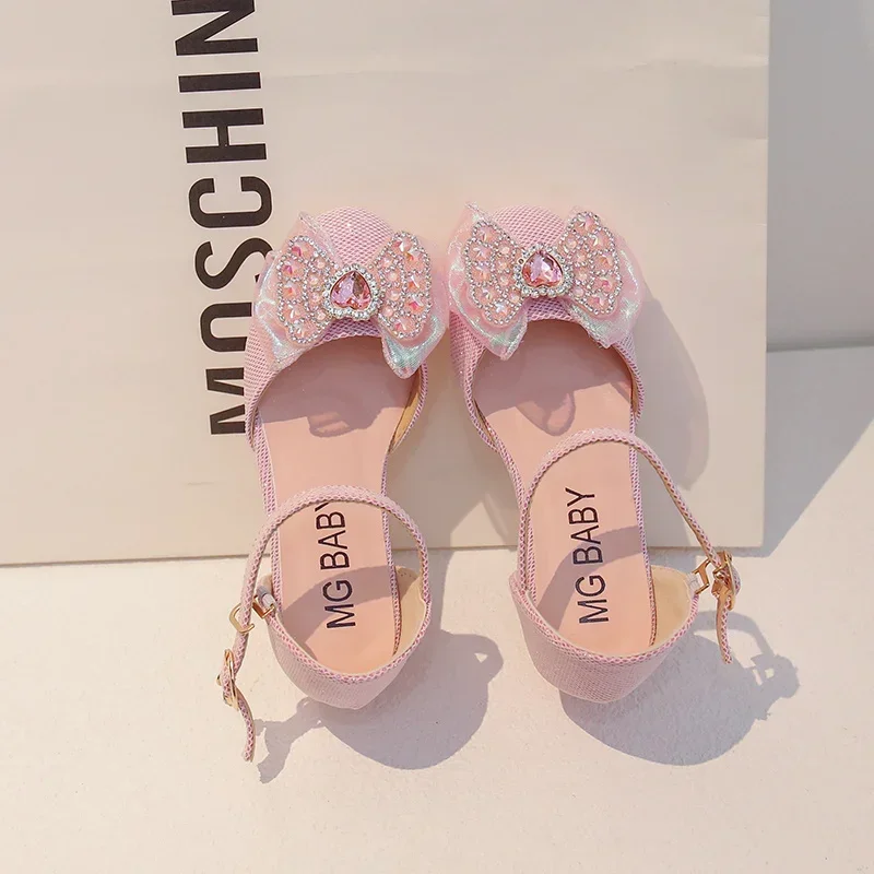 Baby Girls Princess Shoes Love Crystal Cute Kids Sandals Casual Comfortable Bow Catwalk Fashion Spring/Summer Student Elegant