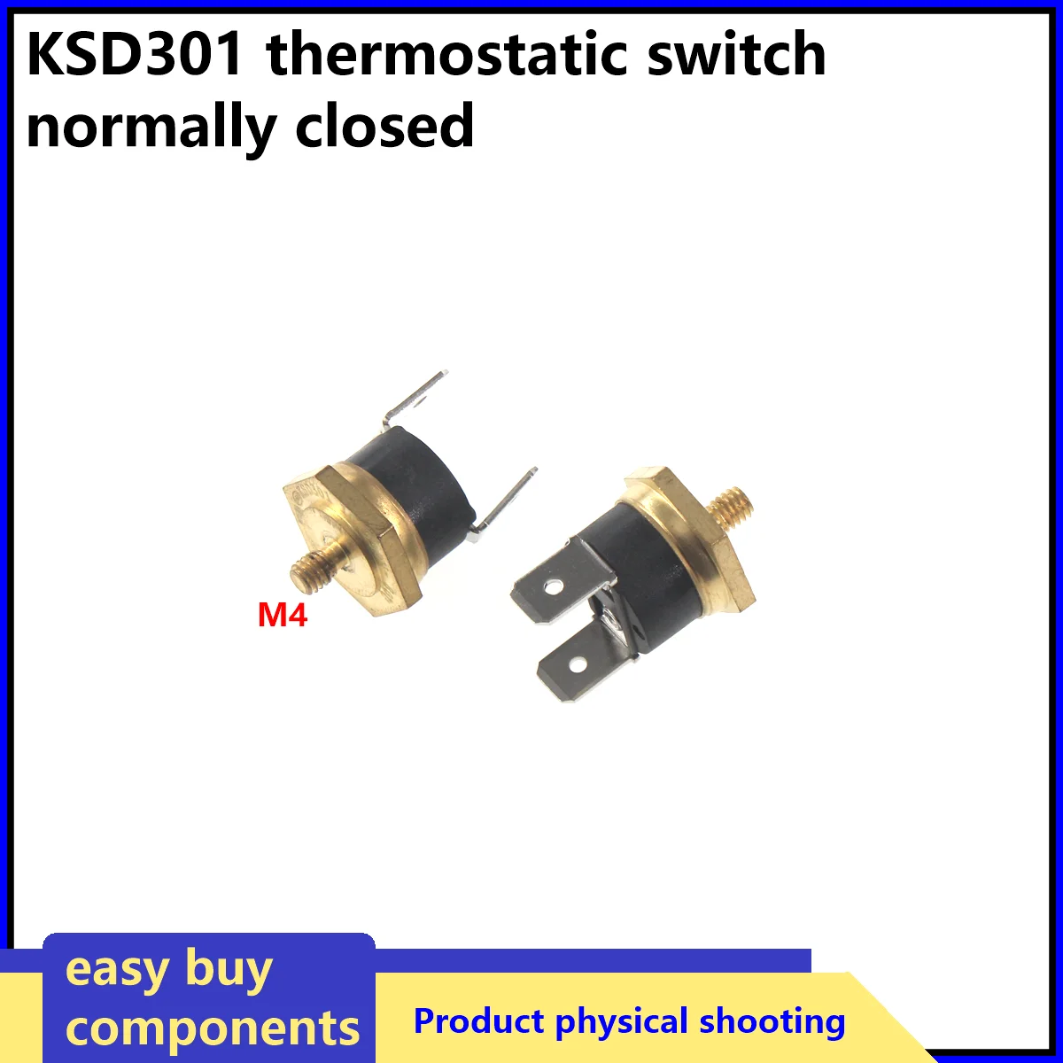 

Temperature Switch KSD301 Hexagonal Copper Head M4 40C 50C 55C 60C 70C-150C Normally Closed 10A250B Bent Leg Thermostat Fuse
