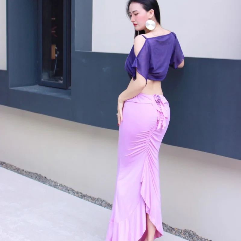 

Костюмы для танца живота по индивидуальному заказу, фиолетовое платье для выступлений, сексуальный комплект большого размера, карнавальные костюмы для самбы, праздничная одежда