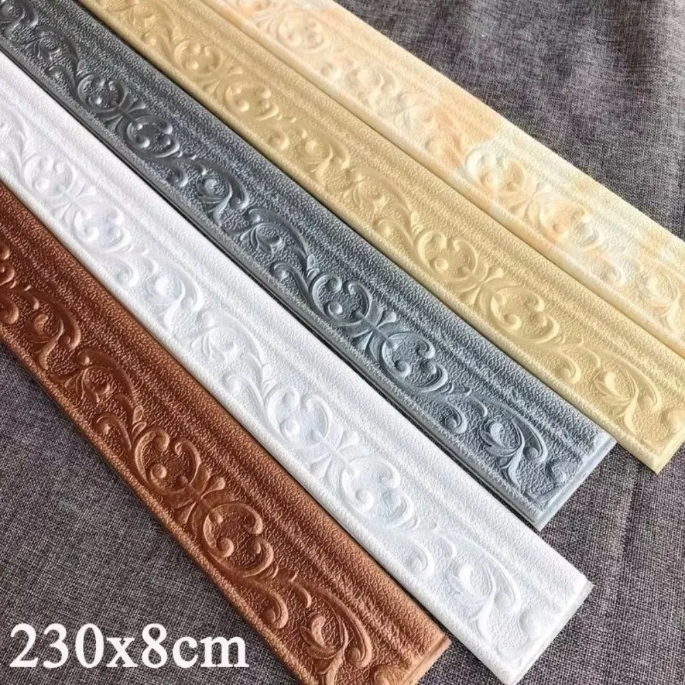 New 3D Wall Skirting Border Waterproof Self Adhesive Wall Stickers Door Frame Decoration Line Skirting Border