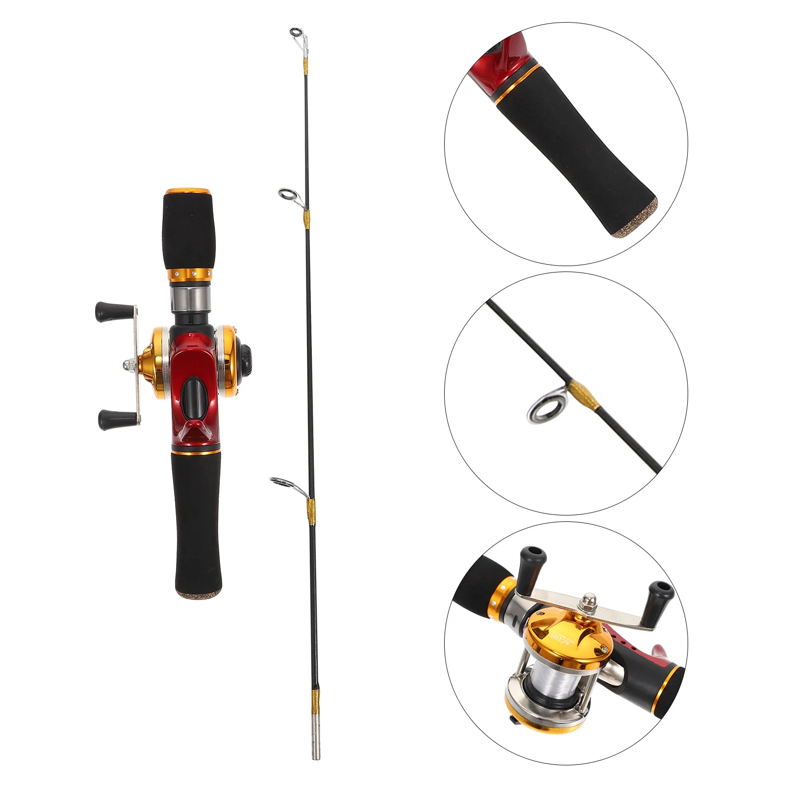 

Ice Fishing Rod Accessory Convenient Pole Winter Gear Portable Sturdy Solid Straight Handle