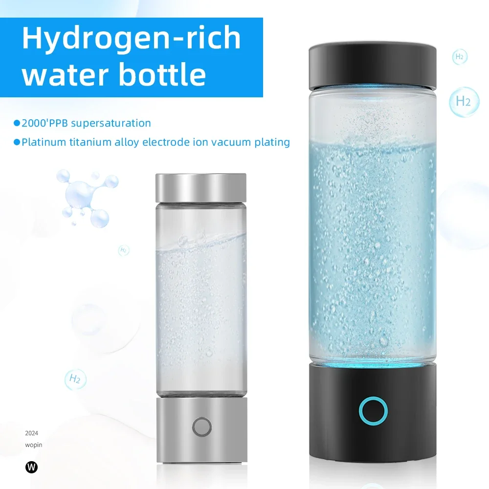 Produced in a Chinese factory, best-selling, portable, household 400ml glass hydrogen rich water bottle