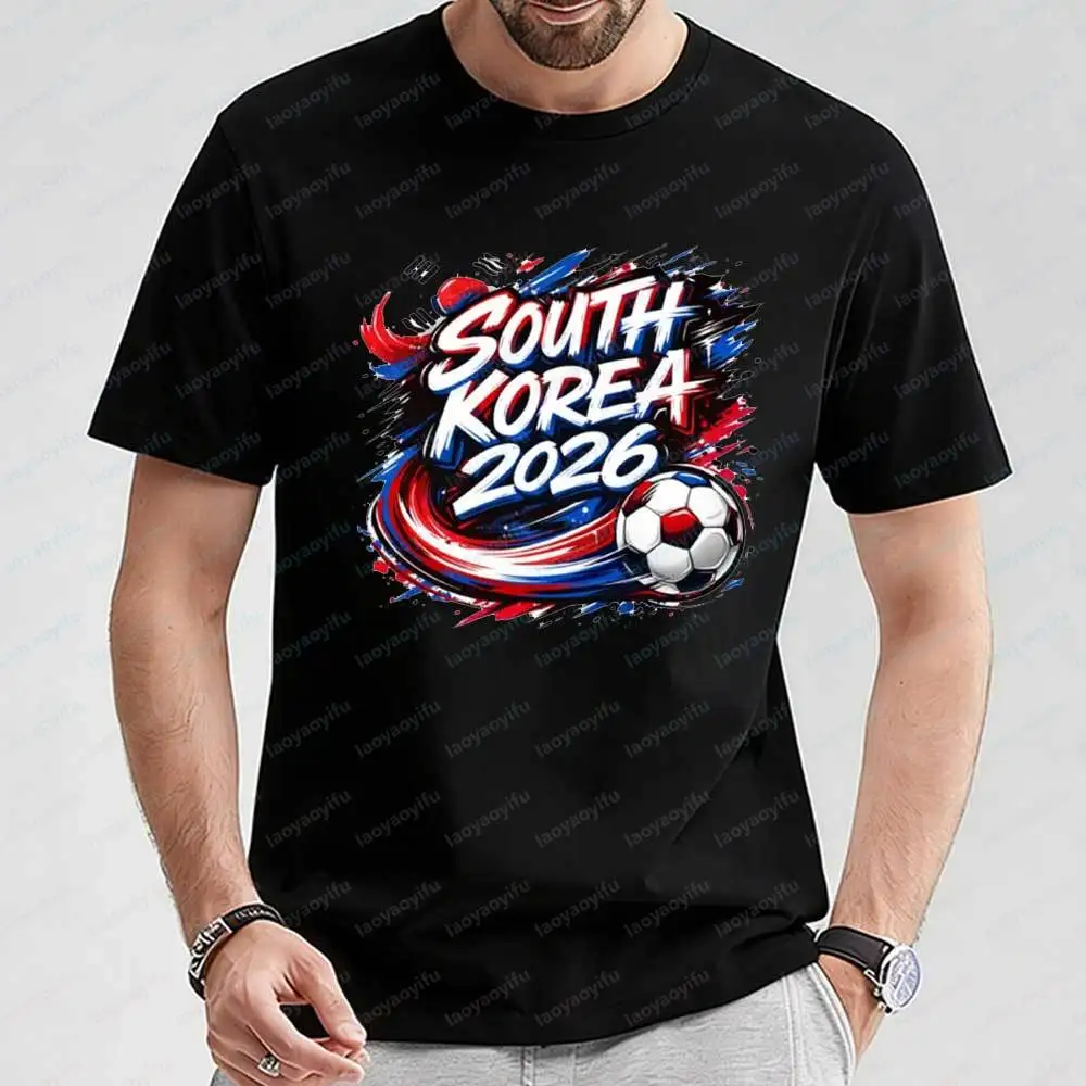 South Korea 2026 Soccer Men's T Shirt Short Sleeve Graphic Tee with National Flag Football Print Casual Sportswear for Men Tops - view 2