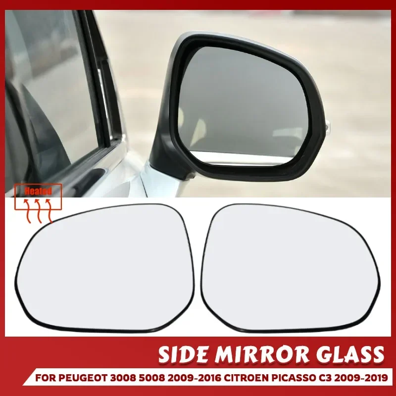 Auto Flügel Beheizte Spiegel Glas Objektiv Für CITROEN C3 Picasso 2009-2019 C4 Picasso 2007-2013 Für PEUGEOT 3008 5008 2009-2016