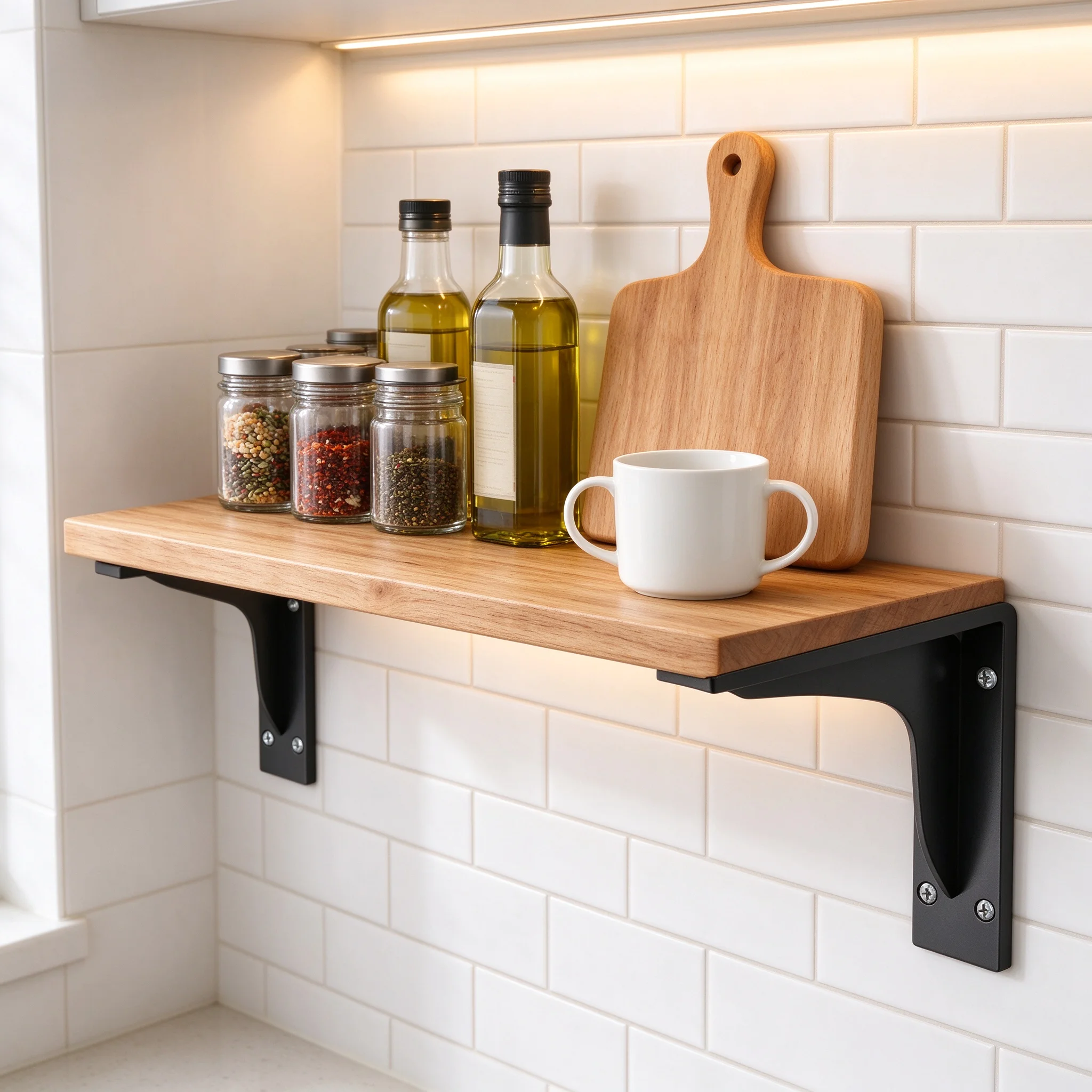 Large Metal Shelf, 2 Pieces Heavy Duty Mantel Brackets, Wall Mounted Floating Triangle Hand Welded Countertop Holder, Load 250KG