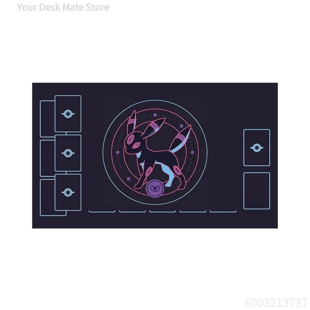 Dark Background Neon Line Fantasy Beast Battle Playmat Card Zones Anti-slip Large Rubber Gaming Desk Pad For Trading Card Game