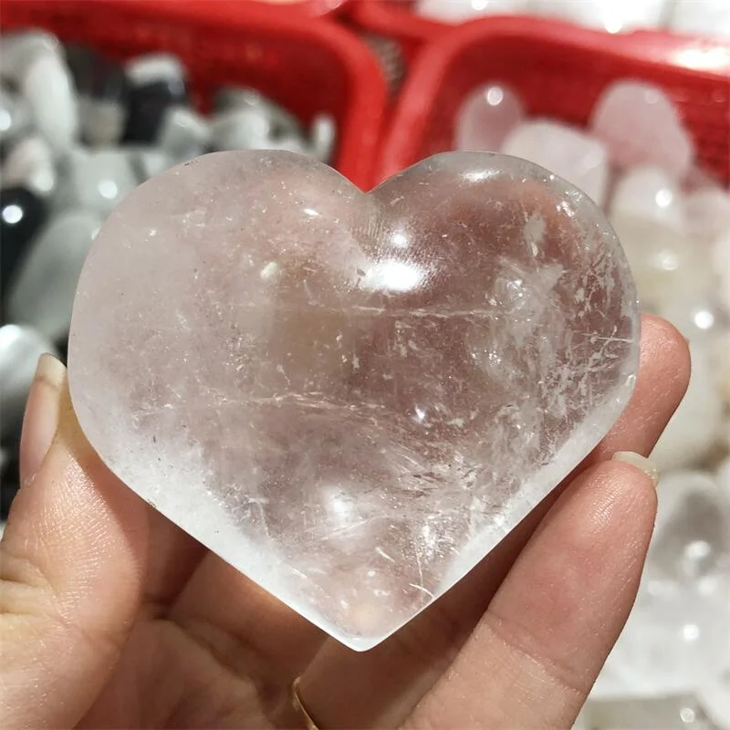 

1KG Natural Clear Quartz Heart Quartz Polishing Stone Meditation Therapy Gemstone Home Decor Craft Stone Gift