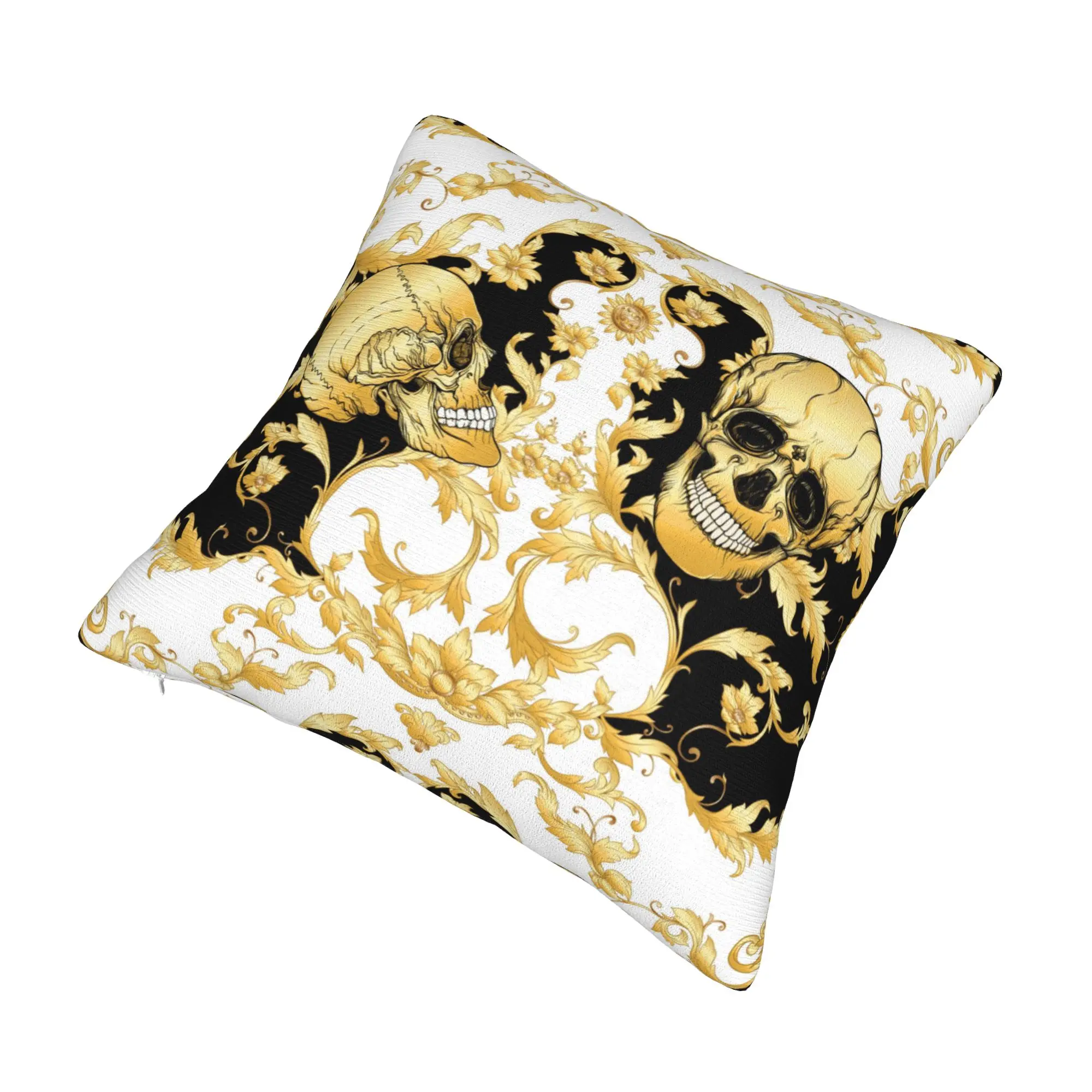 Luxury Baroque Floral With Skull Cushion Cover European Rococo Art Velvet Cute Pillow Cases Home Decoration