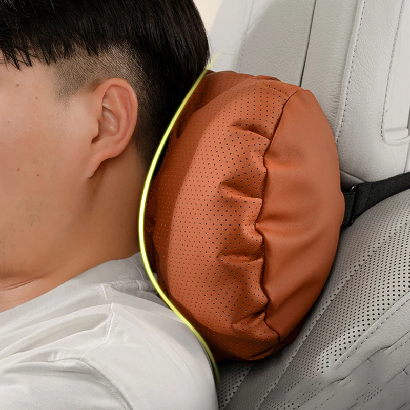 Punched Nappa Leather Car Headrest Lumbar Support Soft Car Neck Pillow Car Waist Pillow Seat Accessories Auto Neck Lumbar Pillow