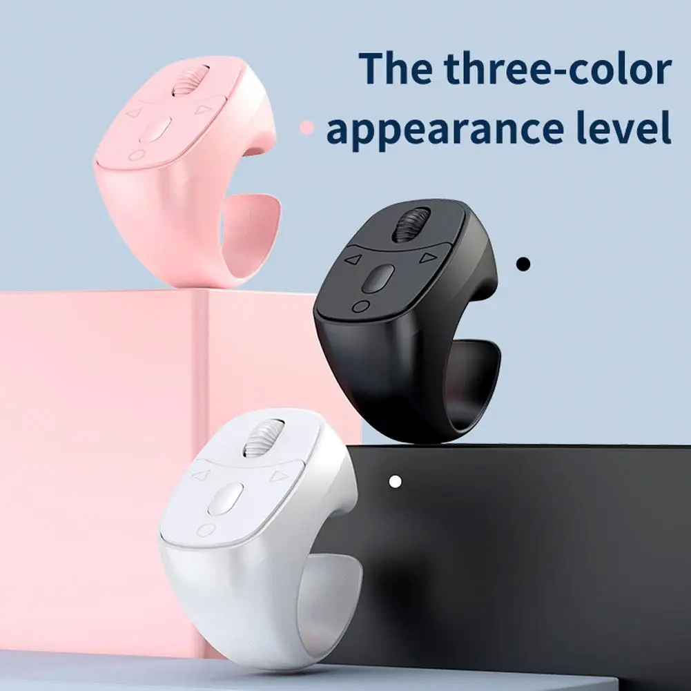 Roller Ring Remote Control Bluetooth Page Turner Remote with Scroll Wheel Fingertip Ring Automatic Page Turner for Tiktok Videos
