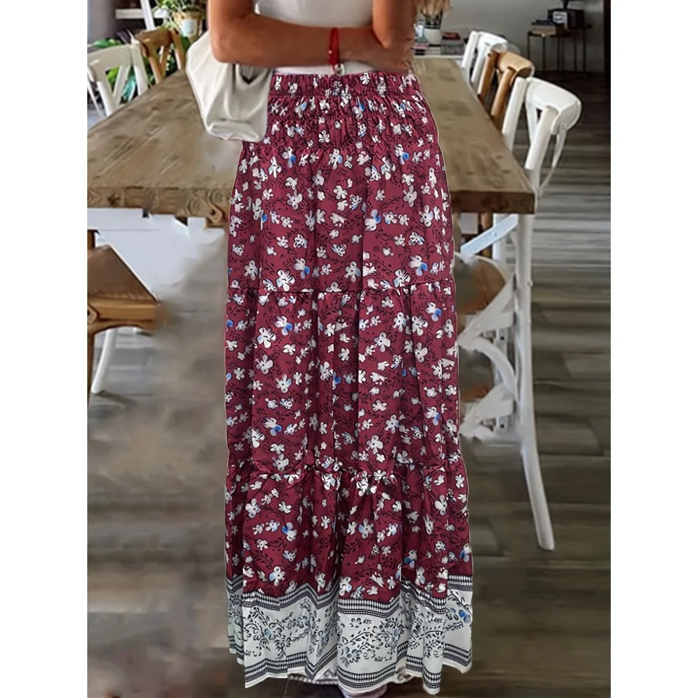 Gonna lunga casual a vita alta Longteng da donna taglie forti 1XL-5XL