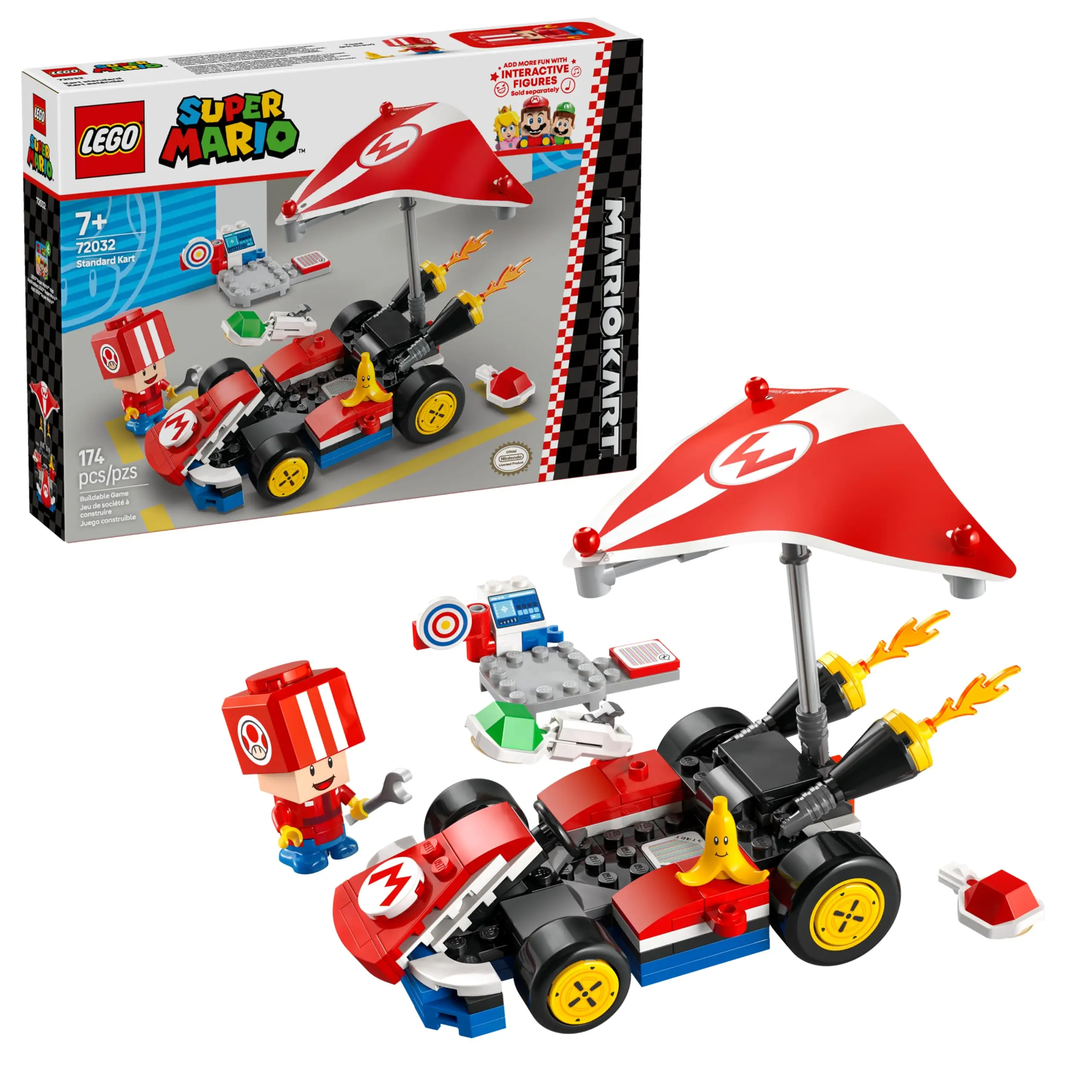 LEGO Super Mario: Mario Kart Standard Kit Juego de construcción de juguetes coleccionables para niños y niñas mayores de 7 años Nintendo Mario Kart Toy 72032