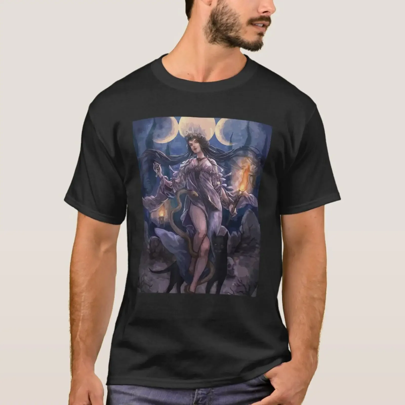 The Goddess Hecate Tarot Card Triple Wiccan Pagan T Shirt vintage Washed Top For Everyday Wear graphic Comfortable Stretched
