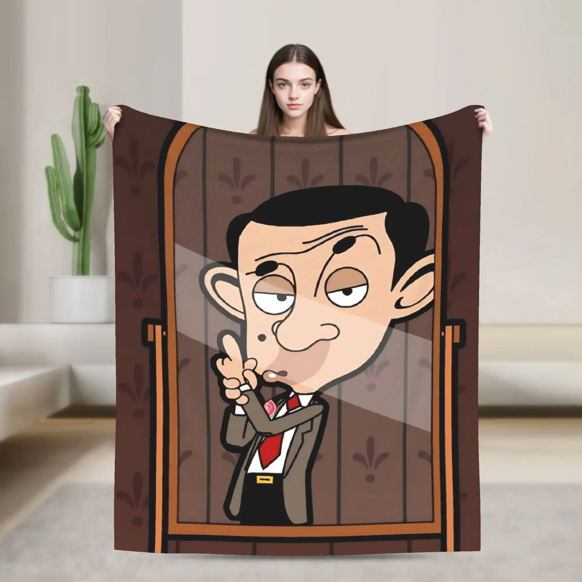 Mr. Beans Flannel Blanket Funny Cartoon   Awesome Throw Blankets for  Sofa Bedding Lounge 150*125cm Bedspread,