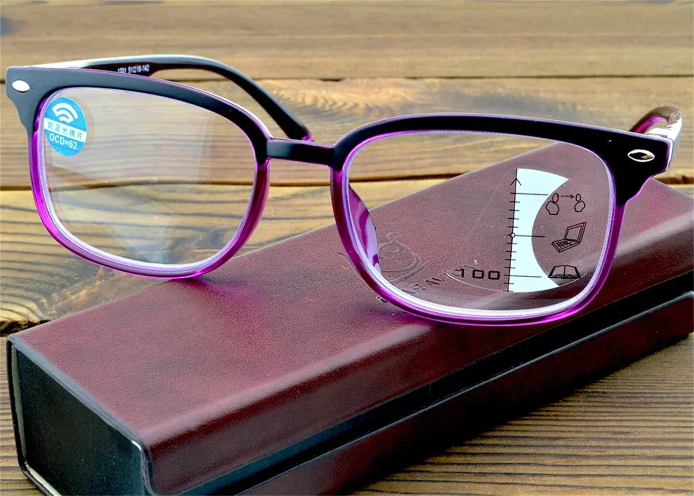 

Square Handcrafted Frame Spring Hinge Progressive Multifocal Reading Glasses with PU Case +0.75 +1 +1.25 +1.5 +1.75 +2 +2.5 To+4