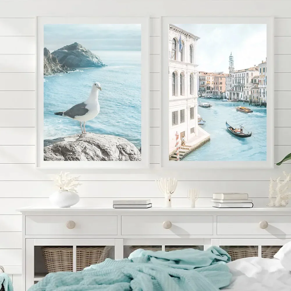 Beach Cabin Van Surf Conch Turtle Pigeon Poster Wall Art Decor Canvas Painting Summer Ocean Picture Nordic Room Home Decoration