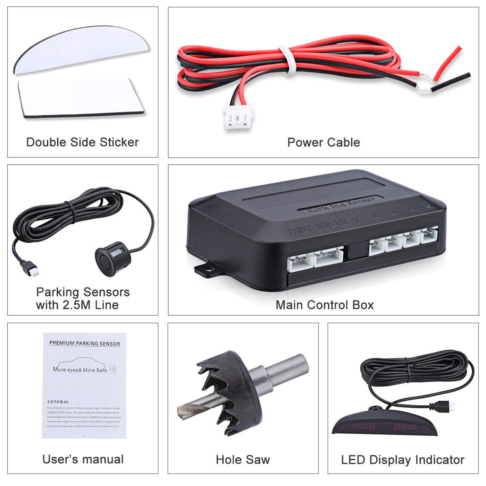 4/8Parking Sensors LCD LED Display Car Reverse Radar System Alarm Kit Black Car reversing radar Rear view camera