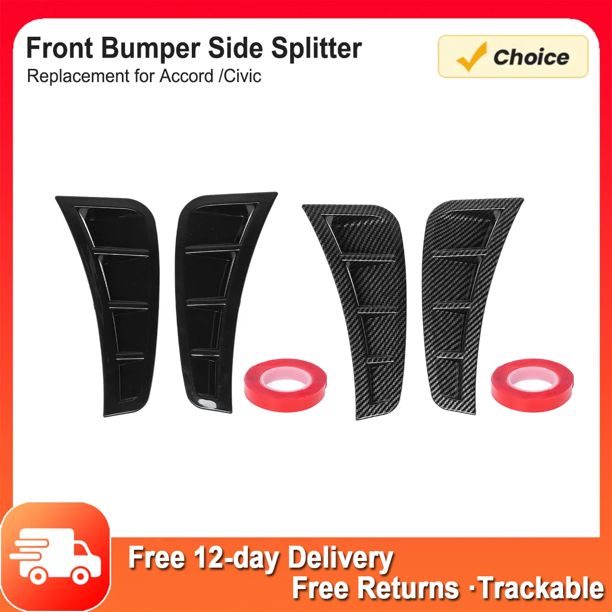 

1 Pair Front Bumper Side Diffuser Trim Sporty Look Anti Anti Collision Front Bumper Side Spoiler Abrasion Resistant for Accord