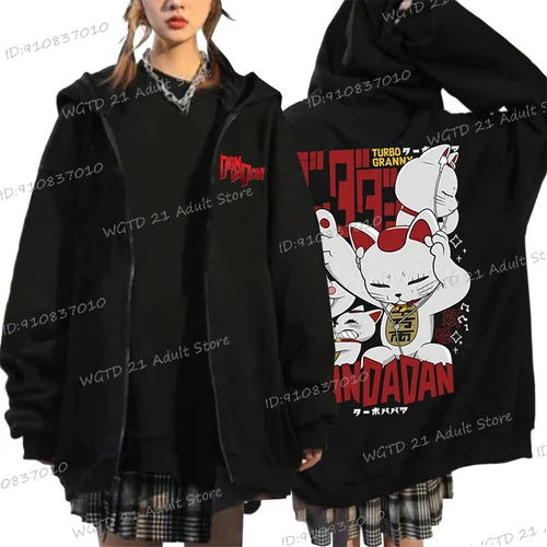Imagen 2 del producto Dandadan ropa de calle de dibujos animados gráfico Turbo abuela gato sudaderas con capucha hombres mujeres Manga cremallera Sudadera con capucha Dandadan moda manga larga con capucha