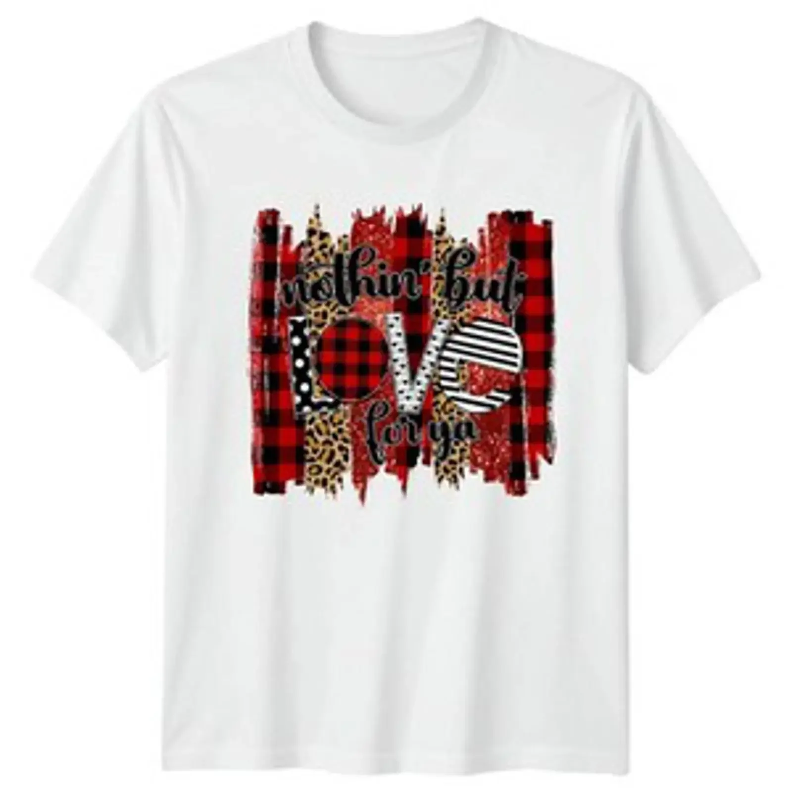 Nothin But Love For Ya Damen T Shirt Valentinstag kariert Liebe Geschenk für sie vintage Washed Versatile Stretched graphic