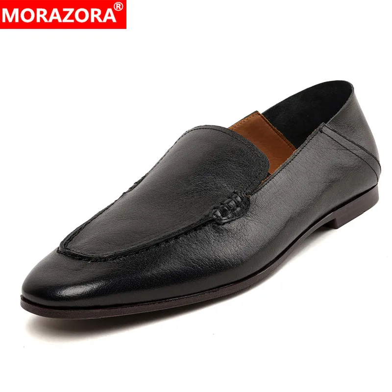 

MORAZORA Size 34-43 Nature Genuine Leather Women Loafers Flat Shoes Spring Summer Ladies Casual Shoes Footwear