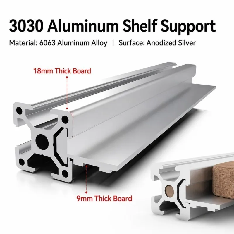 4/8PCS 3030 Aluminum Profile Shelf Support Slot Invisible Shelf Bracket for Panel Fixing EU Standard Aluminum Frame Board Holder