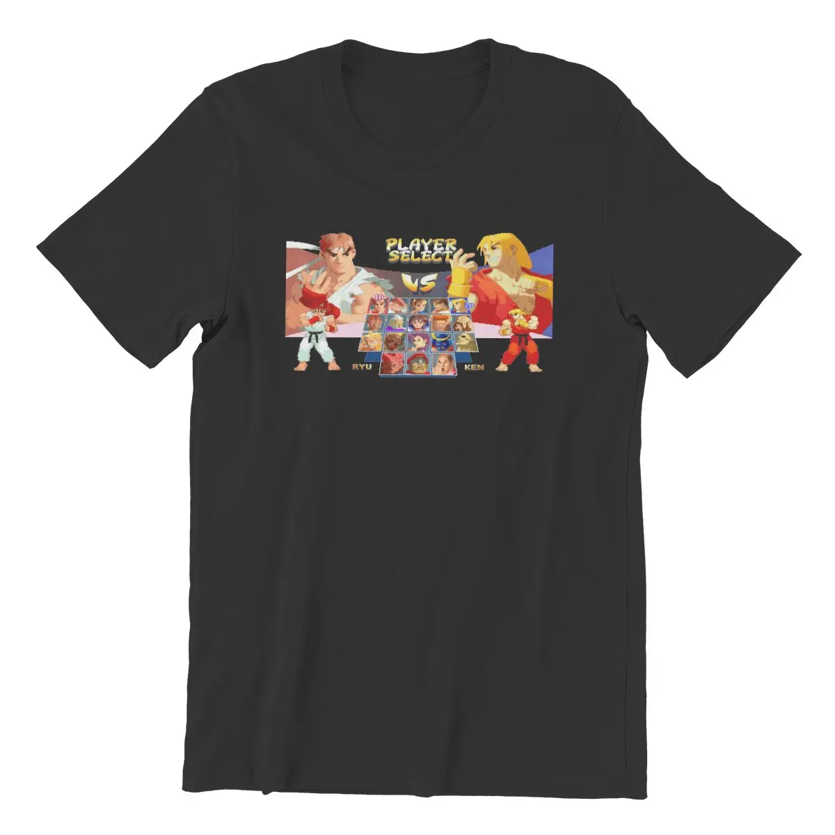 Street Fighter Alpha Zero 2 Character Select Screen Ryu vs Ken t shirt Plus size Mens shirts graphic tee Retro Arcade game