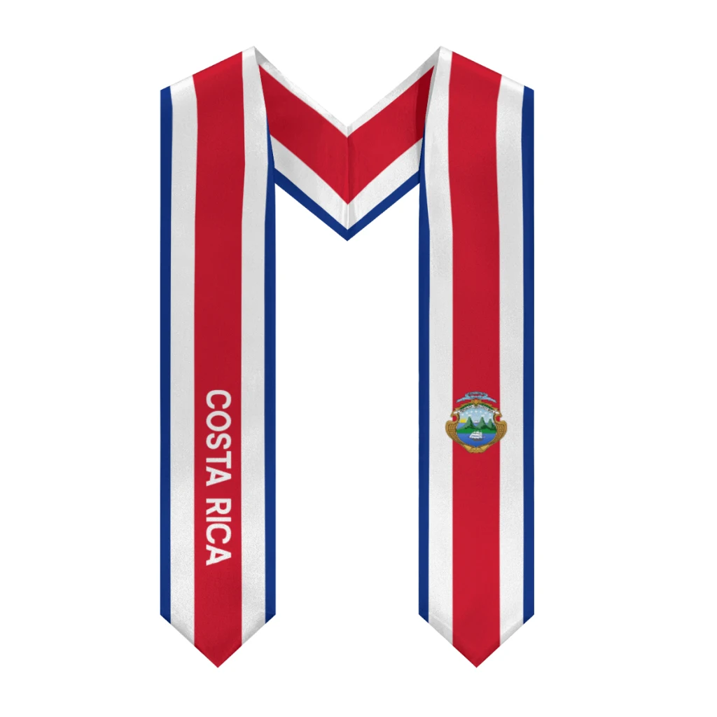 More design Graduation shawl Costa Rica & United States Flag Stole Sash Honor Study Aboard International Students