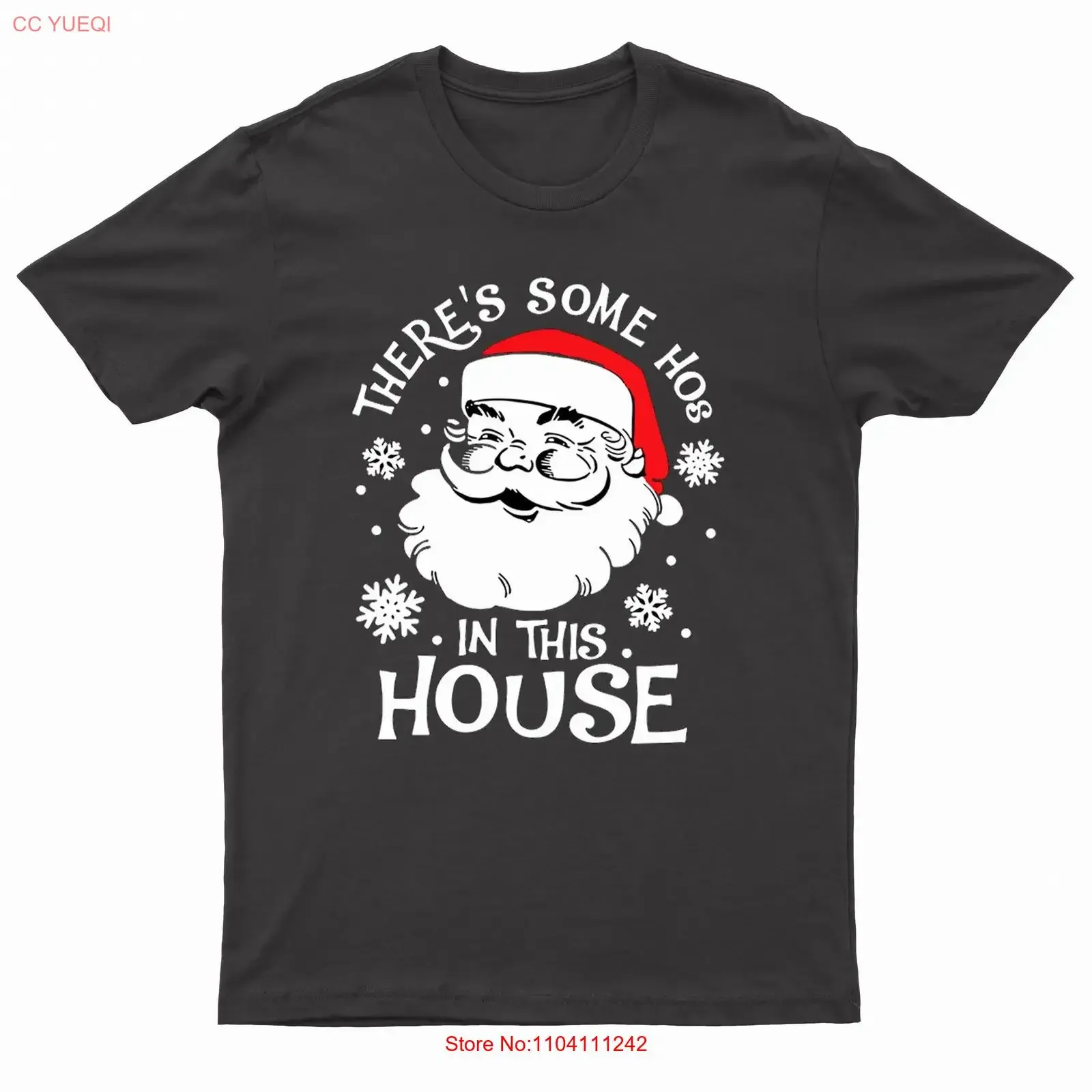 Men's Christmas Santa Claus Novelty Funny T Shirt There's Some Hos In This House vintage Washed Top For Everyday Wear fashion