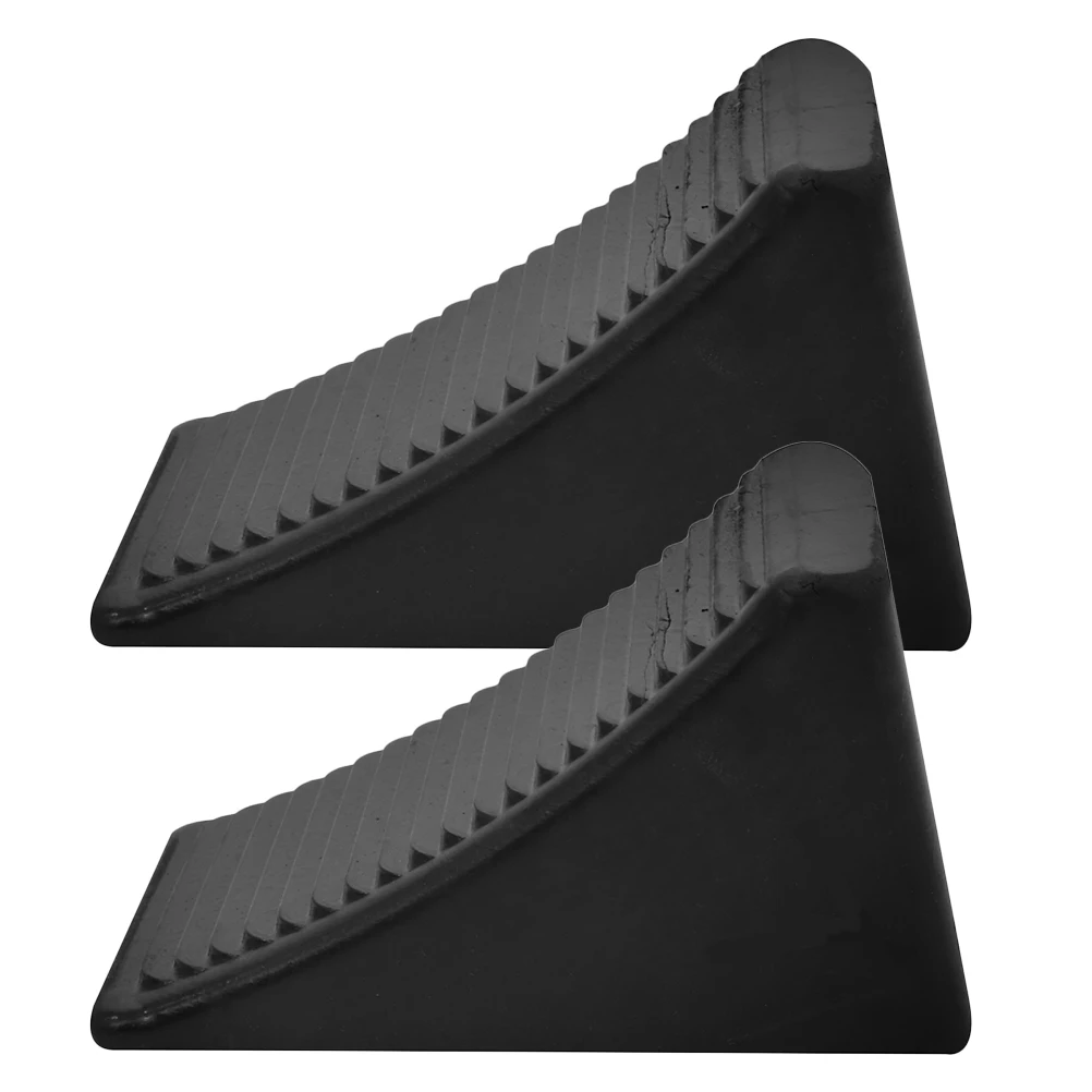 

2PCS Wheel Chocks Anti-slip Rubber Car Truck RV Trailer Tire Blocks Stoppers Slope Design Front Rear Vehicle Safety Accessories
