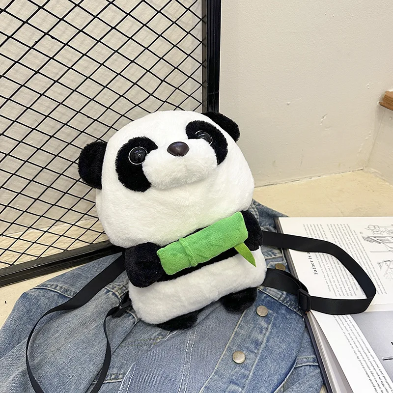 Kawaii Cartoon Plush Backpack Cute Sew Panda Doll Backpack Cute Cartoon Stuffed Animal Tornister dla dzieci na prezent dla dziewczyny