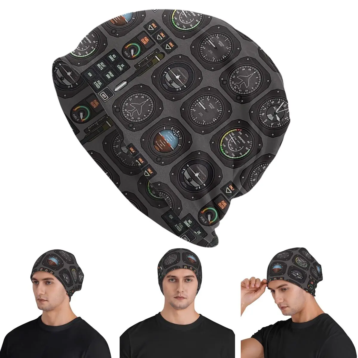 

Pilot Flight Instruments Skullies Beanies Hats Warm Autumn Winter Outdoor Cap Knitted Bonnet Caps for Unisex Adult