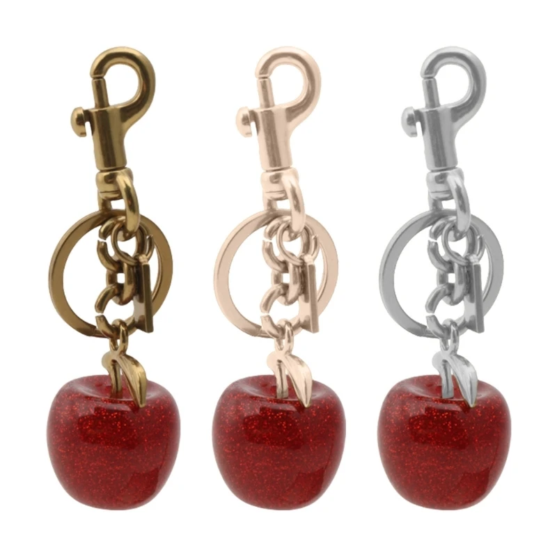 

MXME Cherry Pendant Key Ring Fruit Keychain Resin Bag Accessory for Trendy Women