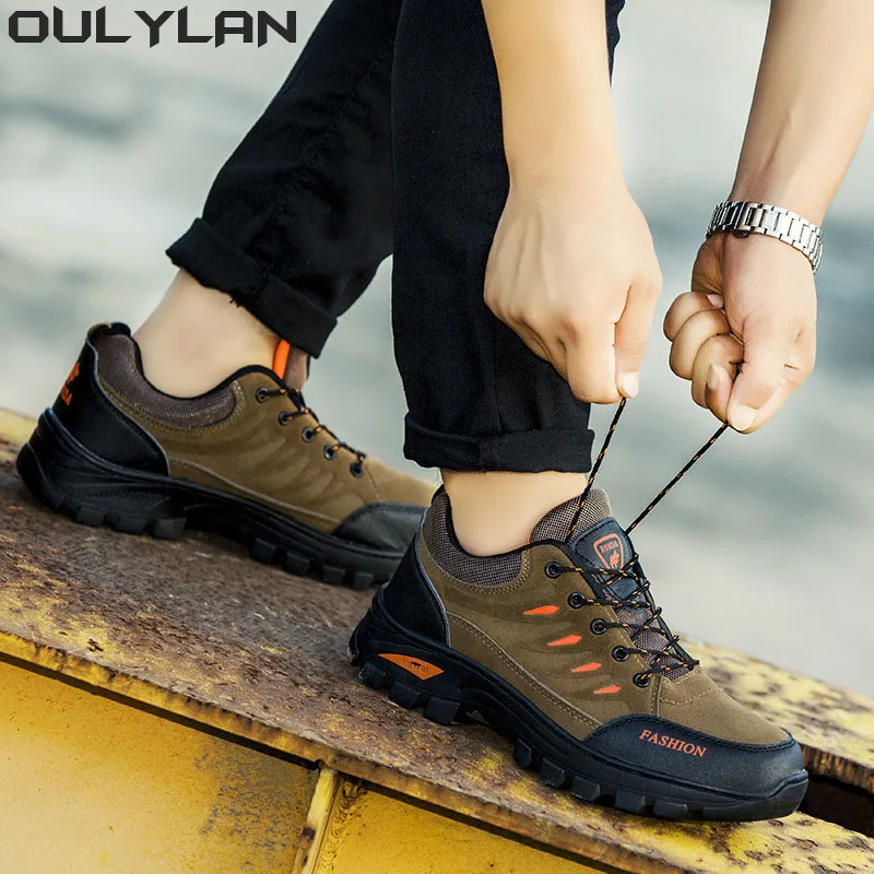 Oulylan męskie buty turystyczne antypoślizgowe buty outdoorowe odporne na zużycie męskie Trekking Walking polowanie taktyczne trampki