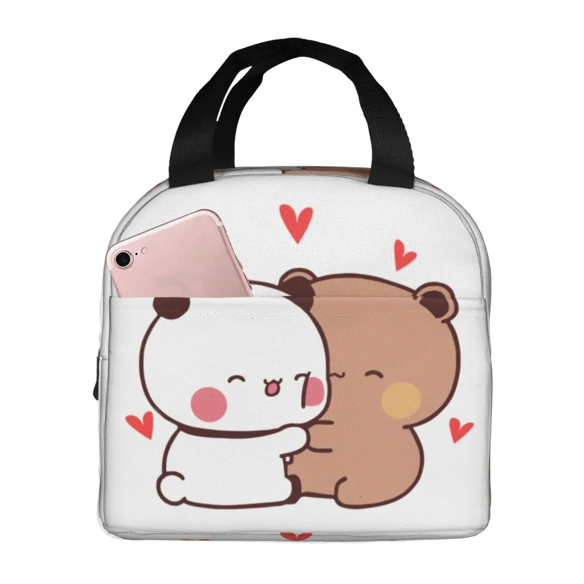 Bubu Dudu Panda And Brownie Bear Couple Insulated Lunch Bags for Women Portable Thermal Cooler Food Lunch Box Work School Travel