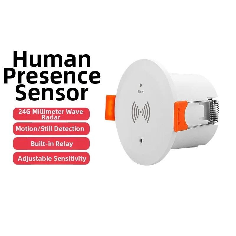 Ceiling Mount 24G Millimeter Wave Presence Sensor for Zigbee Networks Featuring Light Sensing for Tuya Integration