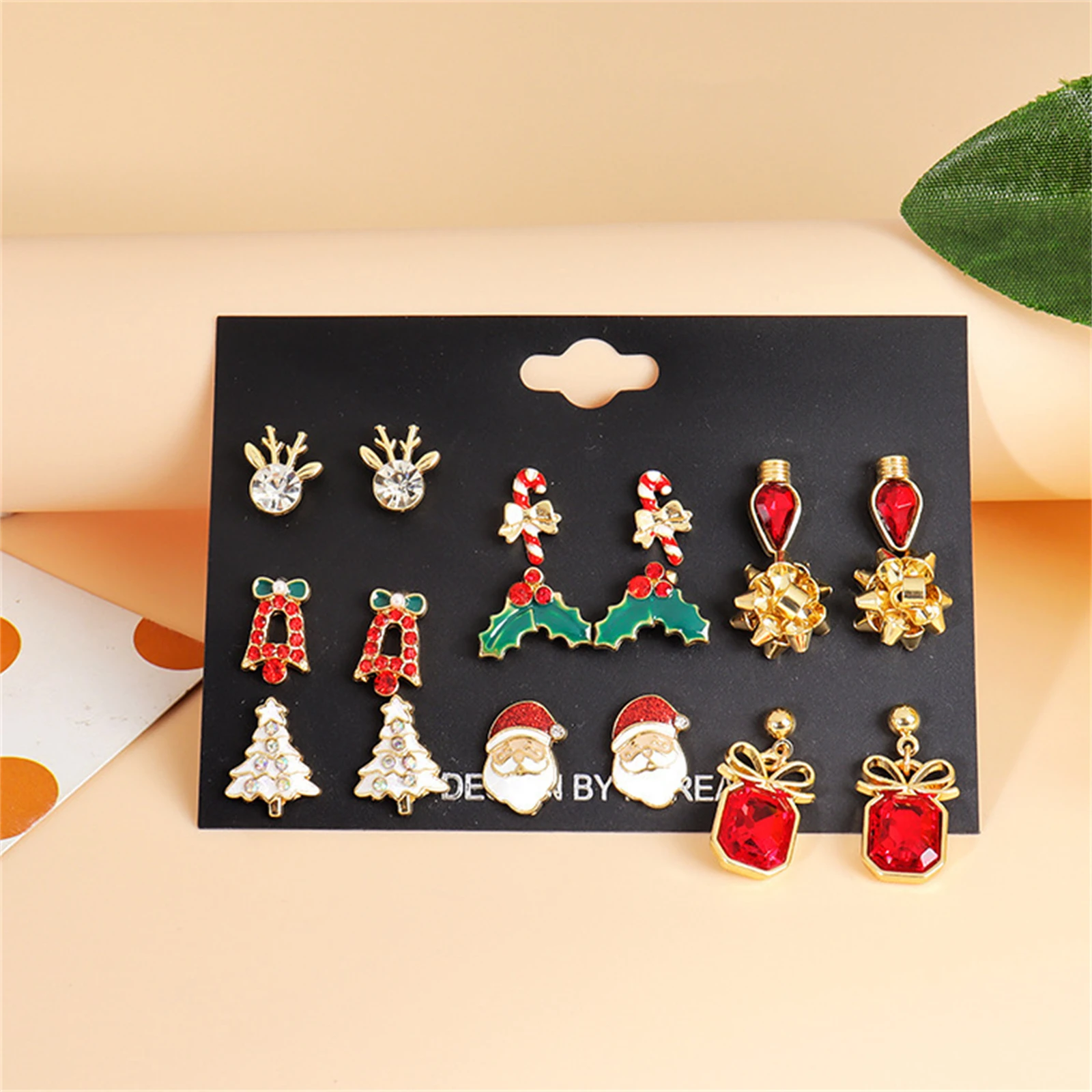 18 Pieces/Set European And American Fashion Christmas Series Reindeer Bowknot Elderlys Earrings Jewelry Accessories Party Gifts