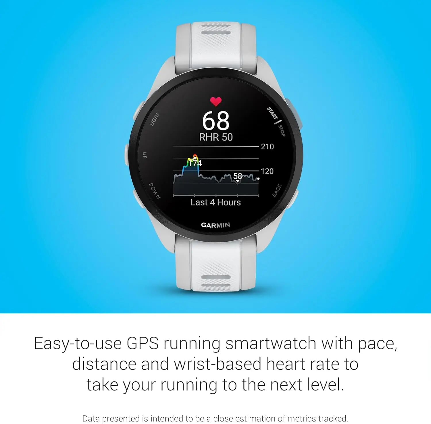 Garmin Forerunner 165 GPS running smart watch AMOLED touch screen metrics optimized training plans Garmin Pay 11 days range