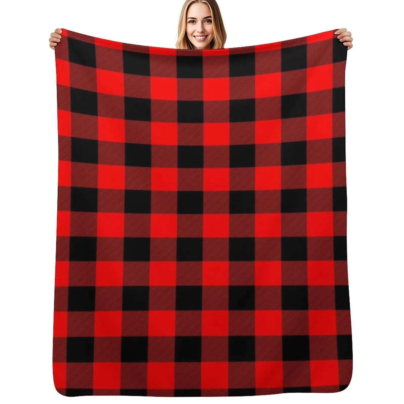 

Classic Dark Red and Black Lumberjack Buffalo Plaid Fabric Throw Blanket blankets and throws halloween Soft Beds Nap Blankets