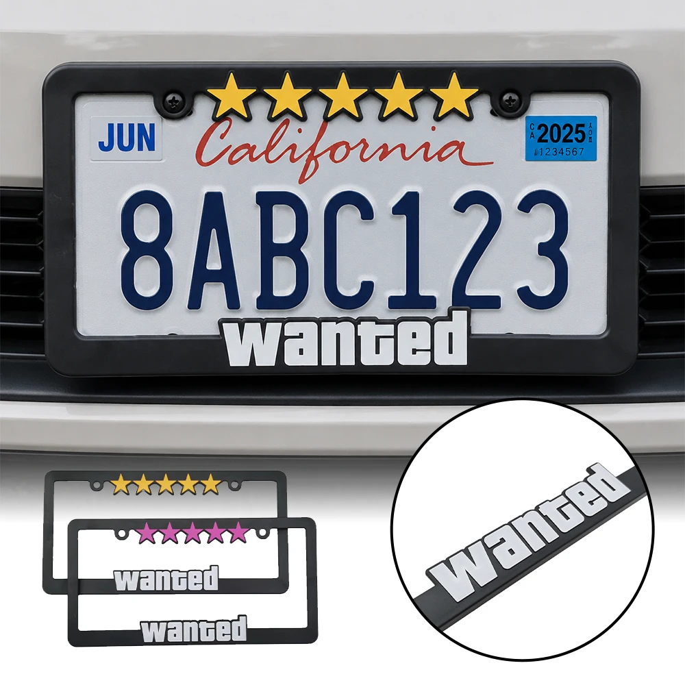 One Pair JDM Racing Style license plate frame with 5 stars design for American Canadian Car SUV Truck