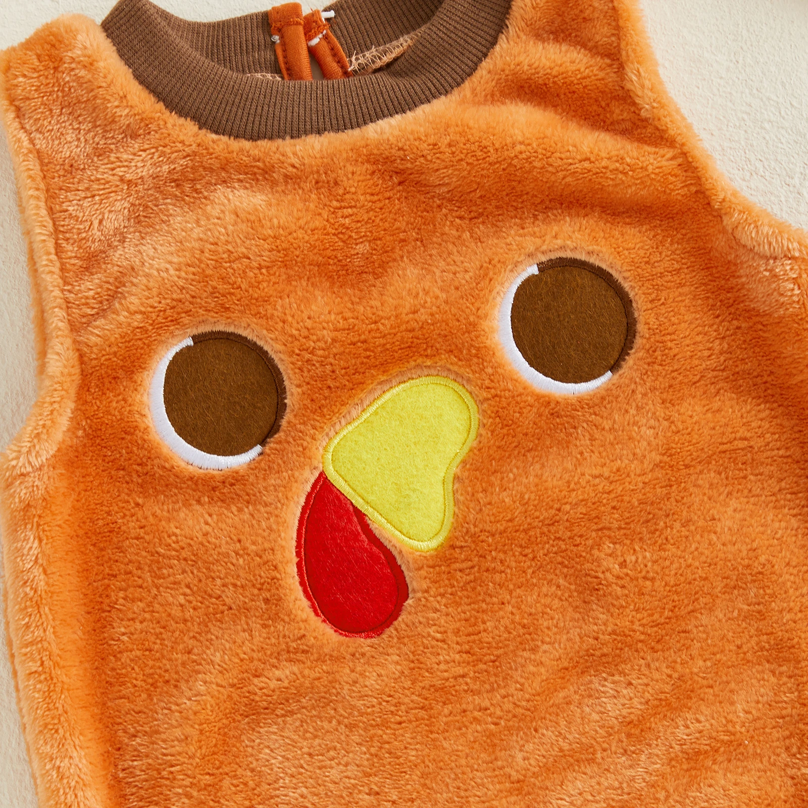 VISgogo Детский костюм Турции на День Благодарения, плюшевый комбинезон без рукавов с круглым вырезом и шляпой, комплект из 2 предметов