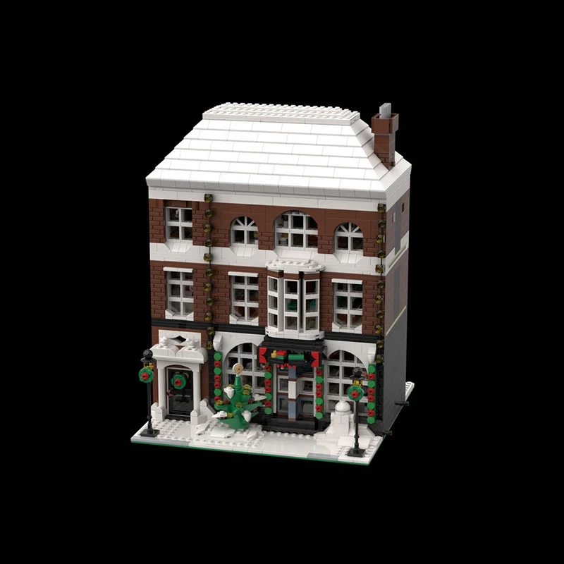 City Street View รุ่น MOC อาคารอิฐอิฐสีแดง Mansion Modular เทคโนโลยีของขวัญวันหยุดประกอบของเล่นเด็กชุด