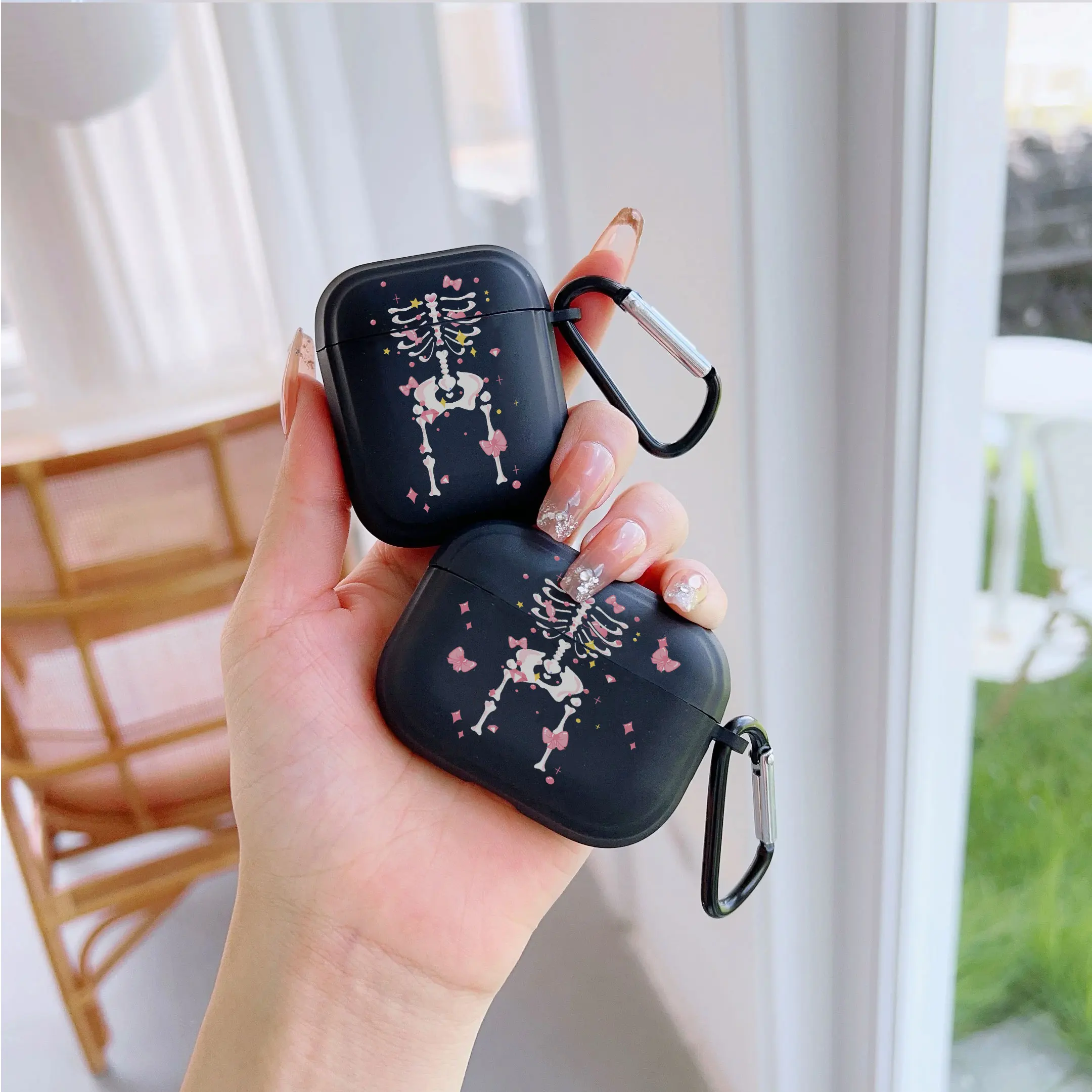 Human skeleton,for Airpod Pro2 2 3 4 Headphone Cover for Air Pods 4rd Gen Black Fashion Cute Simple Earpods Cases