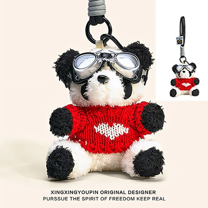 Disponibile - Ciondolo Zaino Peluche Panda Rosso Pilota 2026 - Portachiavi Creativo, Regalo Perfetto per le Feste