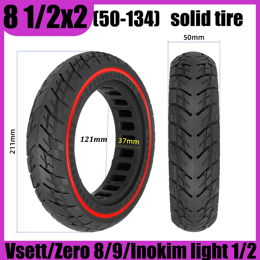 8.5x2 Inch 8 1/2x2(50-134) Solid Tire for Vsett 8 9+ Zero 8 9 Pro Inokim Light Series Electric Scooter